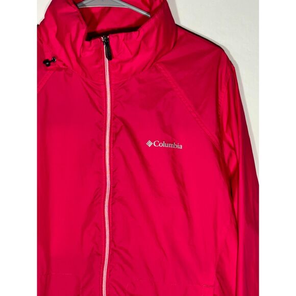 Columbia Women’s Rain Jacket XL Pink Lightweight Waterproof Windbreaker Hood - Picture 2 of 7